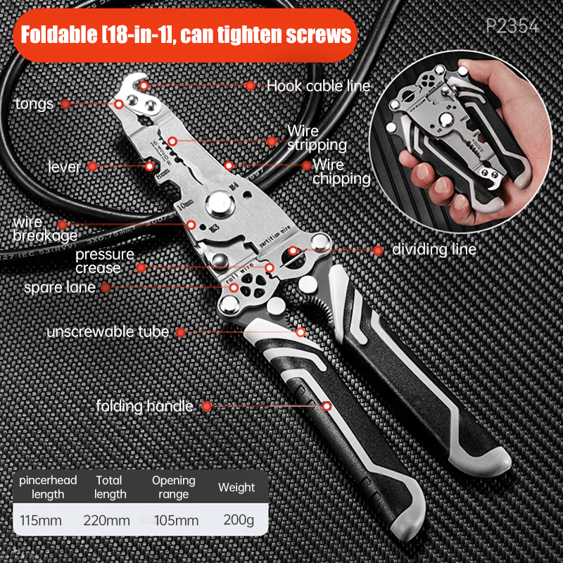 🔥2025 HOT SALE💖Multifunctional, Foldable Wire Stripper – Professional Electrician Tool