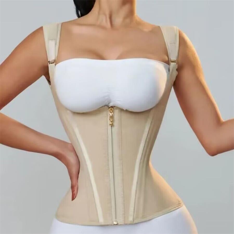 🎉2025 HOT SALE🎉Women's Solid Color Adjustable Hook & Eye Closure Zipper Shapewear Top