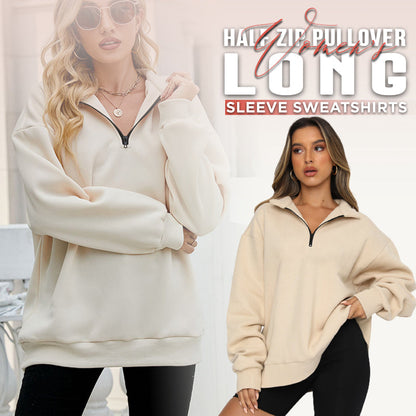 🔥HOT SALE  49% OFF👚Womens Zip-Up Dropped Shoulder Sweatshirt