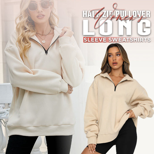 🔥HOT SALE  49% OFF👚Womens Zip-Up Dropped Shoulder Sweatshirt