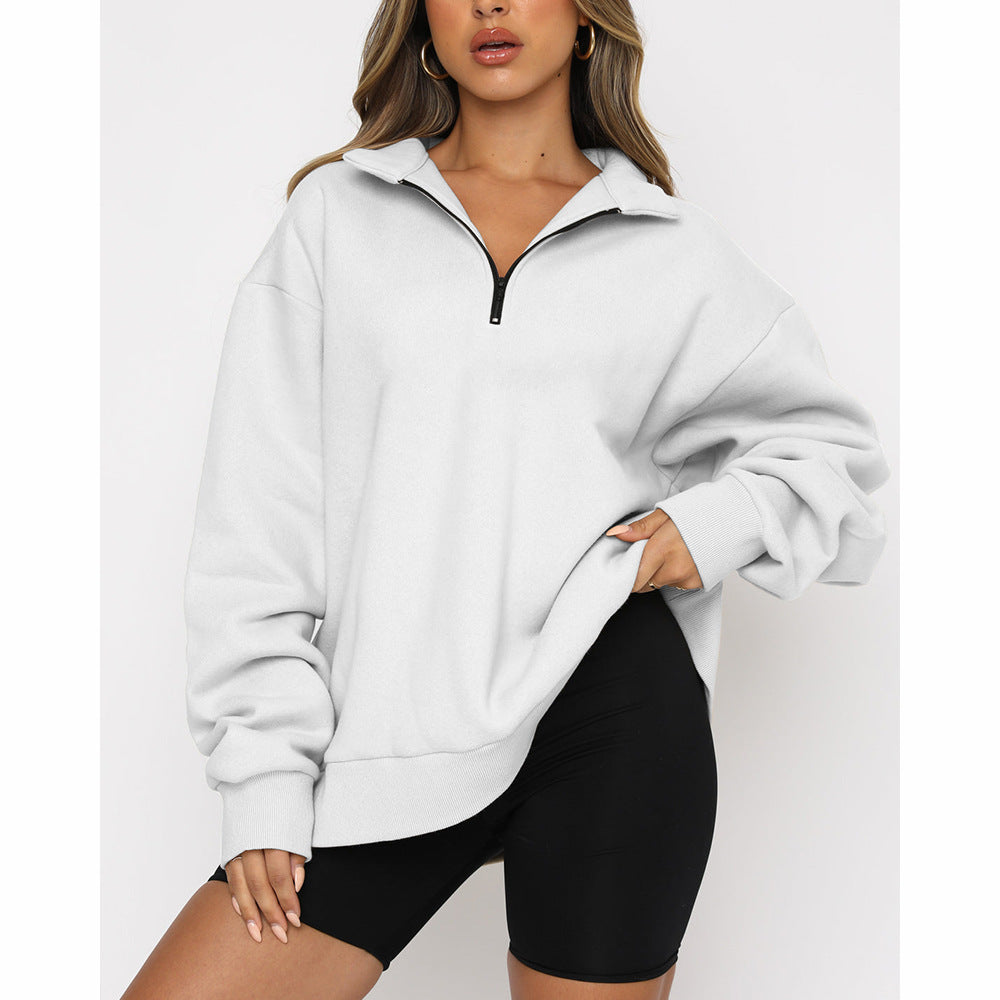 🔥HOT SALE  49% OFF👚Womens Zip-Up Dropped Shoulder Sweatshirt
