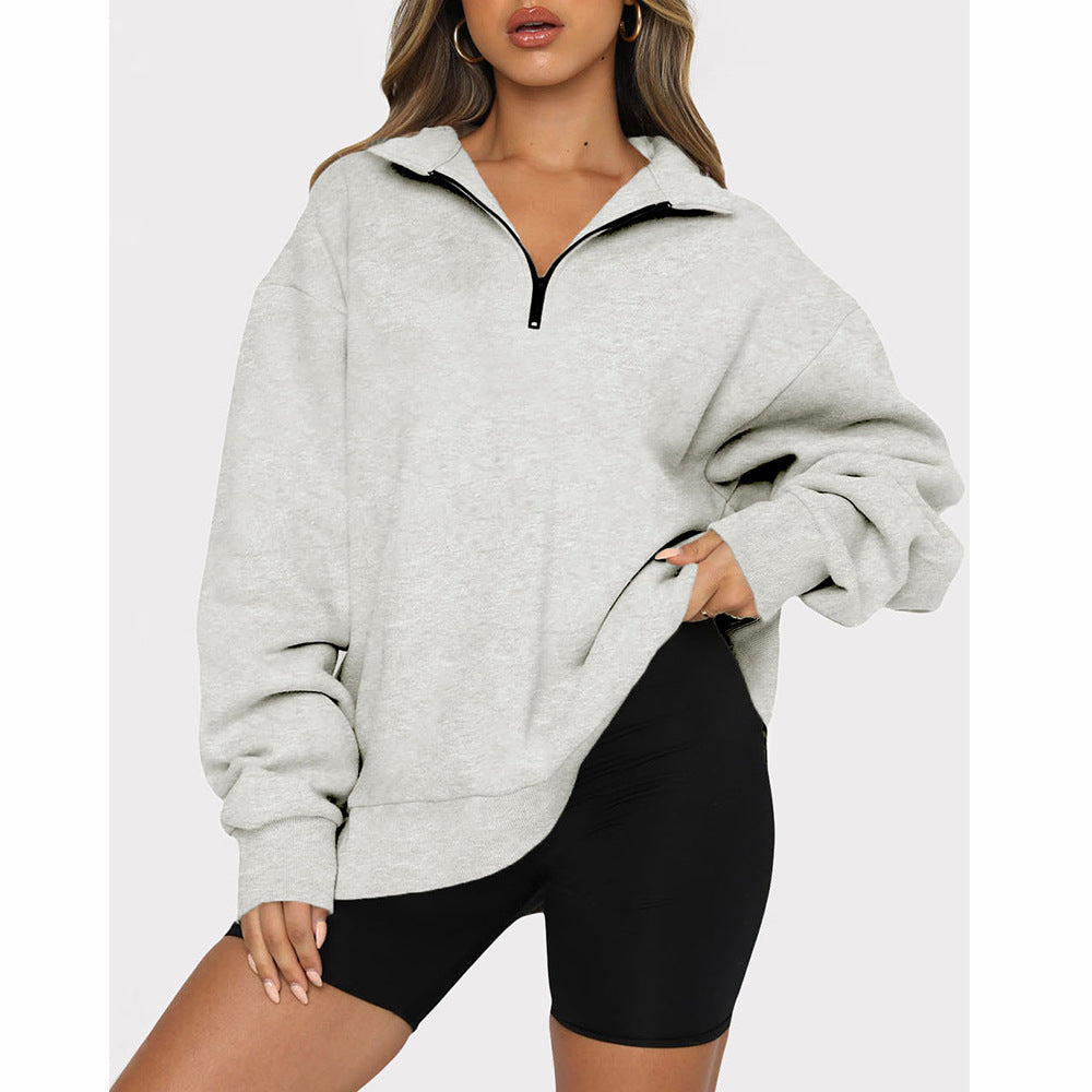 🔥HOT SALE  49% OFF👚Womens Zip-Up Dropped Shoulder Sweatshirt