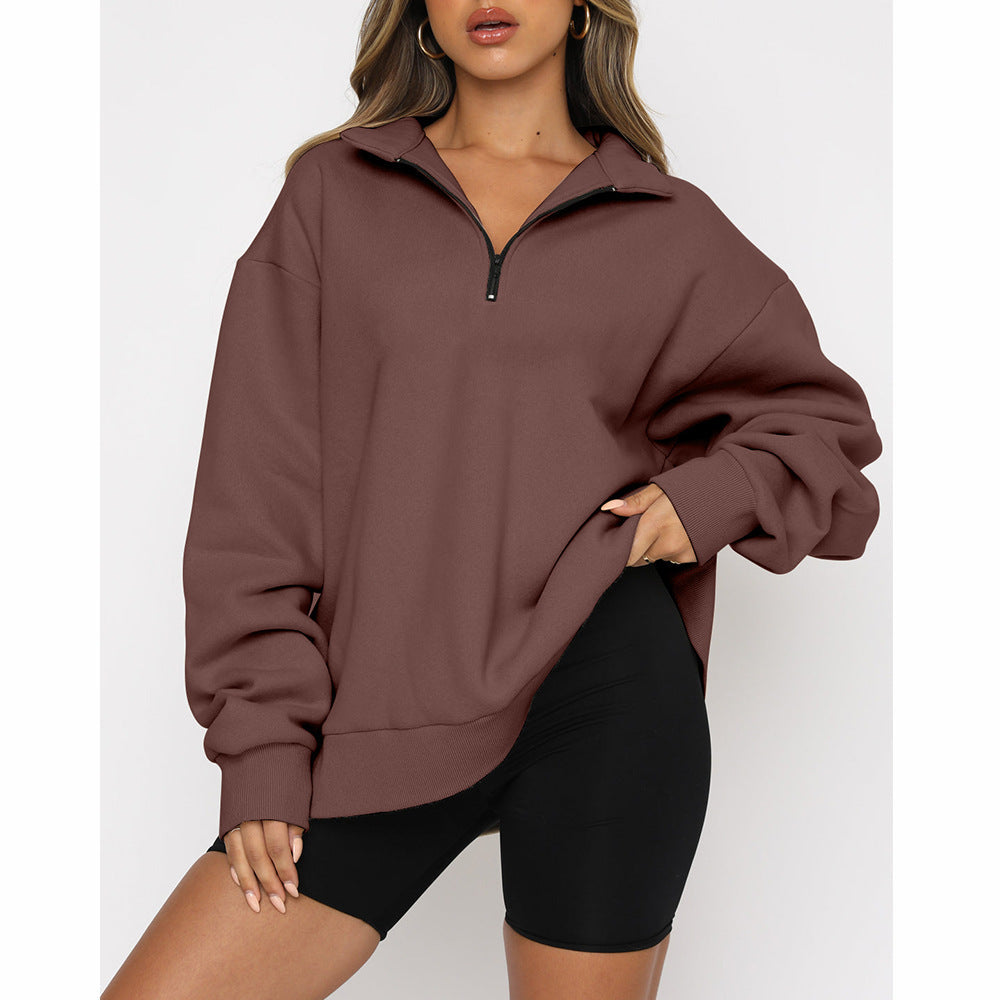 🔥HOT SALE  49% OFF👚Womens Zip-Up Dropped Shoulder Sweatshirt