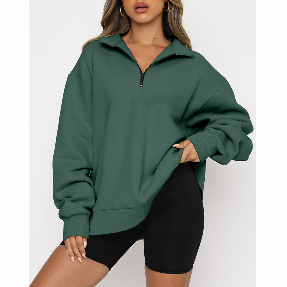 🔥HOT SALE  49% OFF👚Womens Zip-Up Dropped Shoulder Sweatshirt