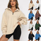 🔥HOT SALE  49% OFF👚Womens Zip-Up Dropped Shoulder Sweatshirt