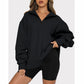 🔥HOT SALE  49% OFF👚Womens Zip-Up Dropped Shoulder Sweatshirt