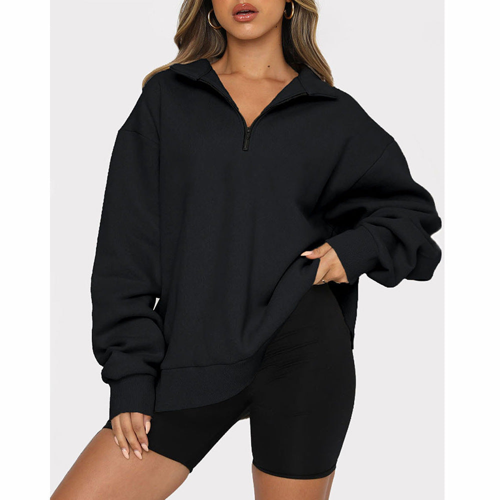 🔥HOT SALE  49% OFF👚Womens Zip-Up Dropped Shoulder Sweatshirt