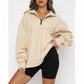 🔥HOT SALE  49% OFF👚Womens Zip-Up Dropped Shoulder Sweatshirt