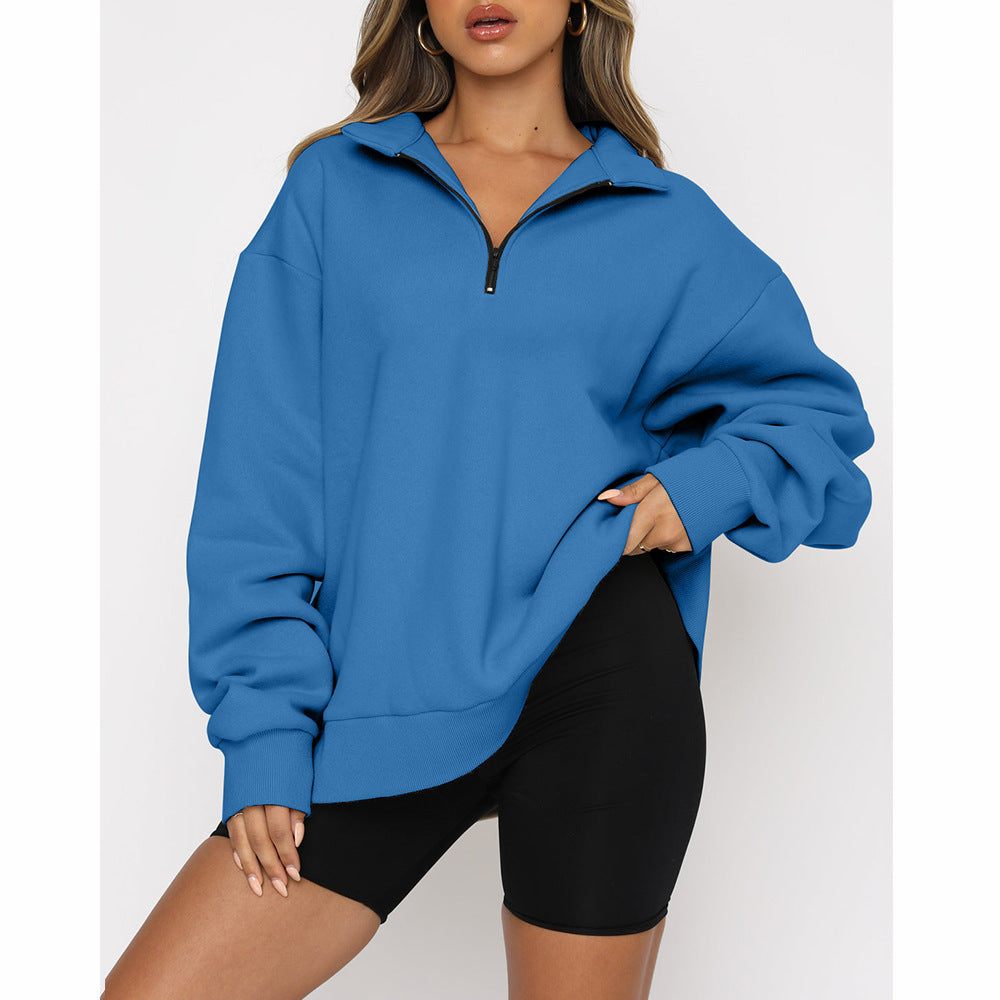 🔥HOT SALE  49% OFF👚Womens Zip-Up Dropped Shoulder Sweatshirt