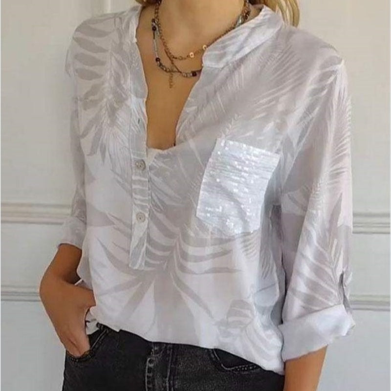 🌸HOT SALE  49% OFF🚀Free shipping🚀Women's Fashion V-Neck Printed Top