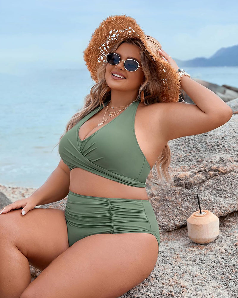🌷Holiday Sale 49% OFF🏝️👙Tummy Control Bathing Suits Modest High Waisted Bikini Sets