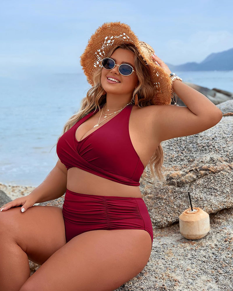 🌷Holiday Sale 49% OFF🏝️👙Tummy Control Bathing Suits Modest High Waisted Bikini Sets