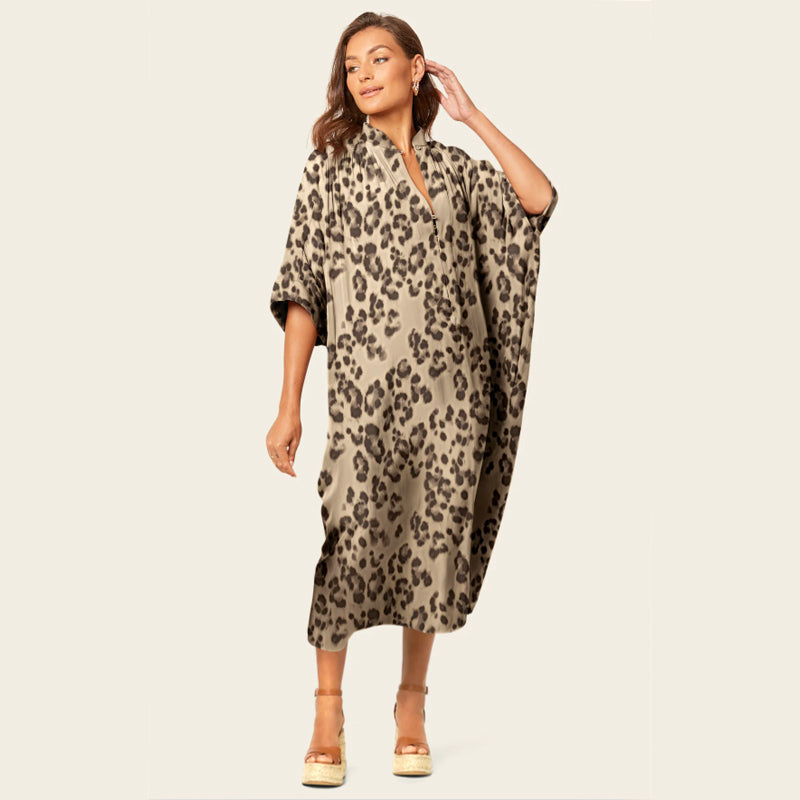 🌸Spring Specials 49% OFF🌸 Loose Leopard Pattern Lightweight Dress