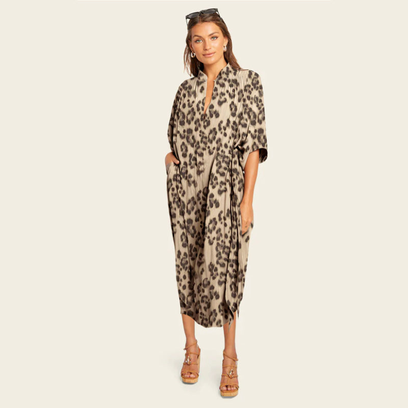 🌸Spring Specials 49% OFF🌸 Loose Leopard Pattern Lightweight Dress