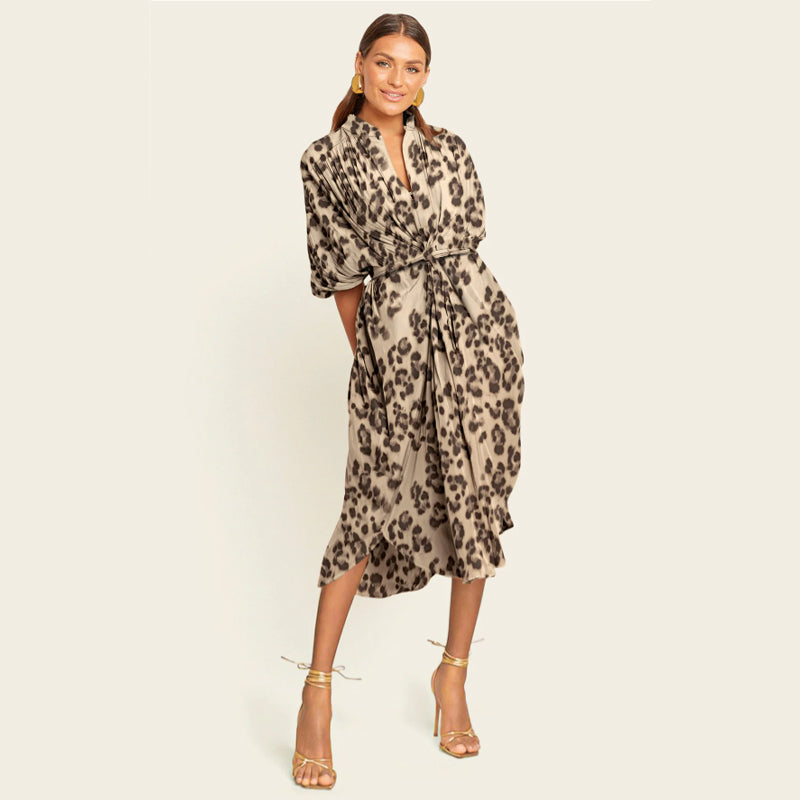 🌸Spring Specials 49% OFF🌸 Loose Leopard Pattern Lightweight Dress