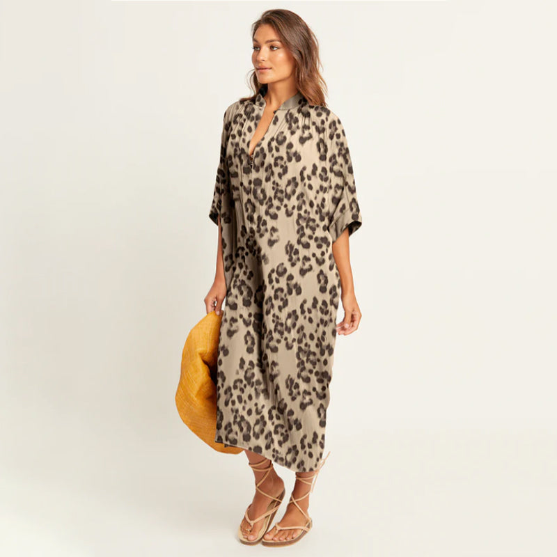 🌸Spring Specials 49% OFF🌸 Loose Leopard Pattern Lightweight Dress