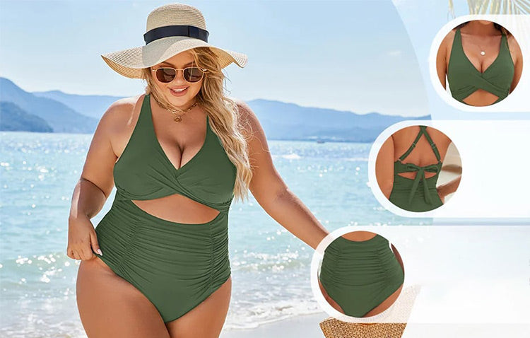 💥Last Day Special Sale 49% OFF💃Womens Push-up Tummy Control V-neck Cutout Swimsuits