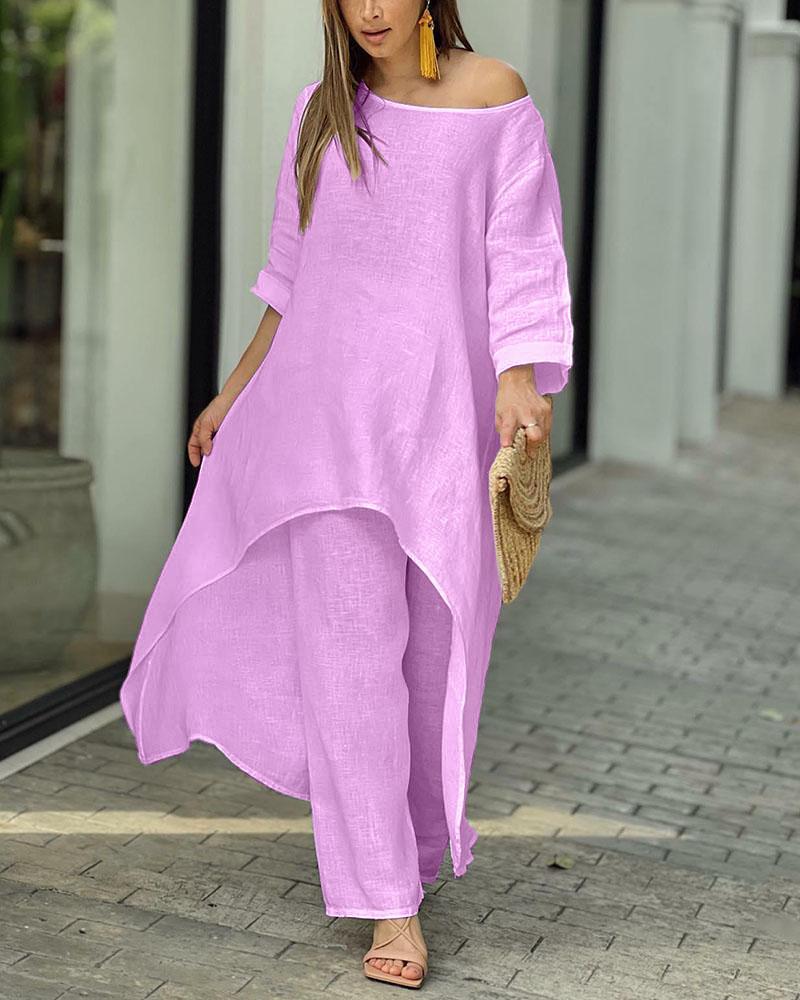 💥Last Day Promotion 49% OFF💕Women's Solid Color Linen Fashionable Casual Suit💃