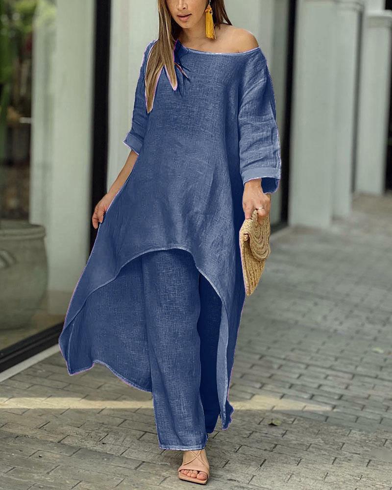 💥Last Day Promotion 49% OFF💕Women's Solid Color Linen Fashionable Casual Suit💃