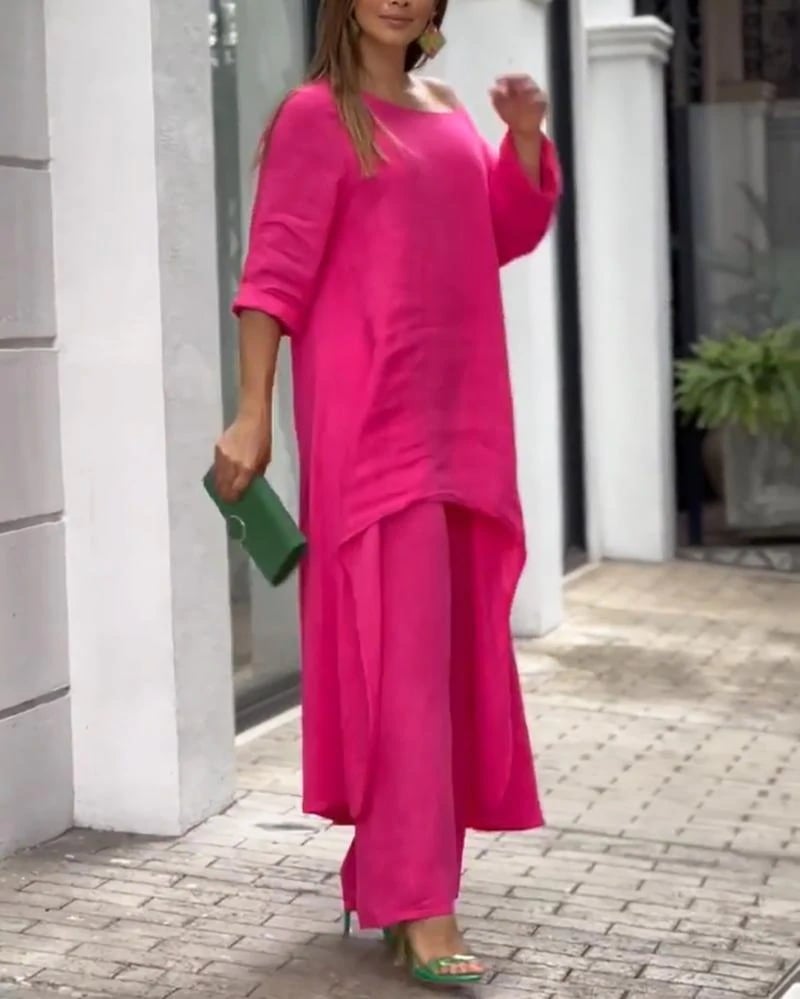 💥Last Day Promotion 49% OFF💕Women's Solid Color Linen Fashionable Casual Suit💃