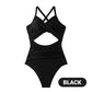 👙Women's Solid Ribbed Cutout-Front Shaping Swimsuit👙