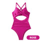 👙Women's Solid Ribbed Cutout-Front Shaping Swimsuit👙