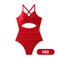👙Women's Solid Ribbed Cutout-Front Shaping Swimsuit👙