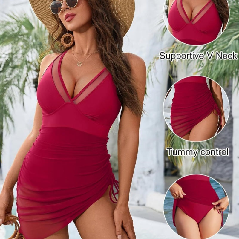 👙2026-Exclusive Offer 50% OFF💥💃Slimming Mesh Sheer Sarong Wraps Swimsuit