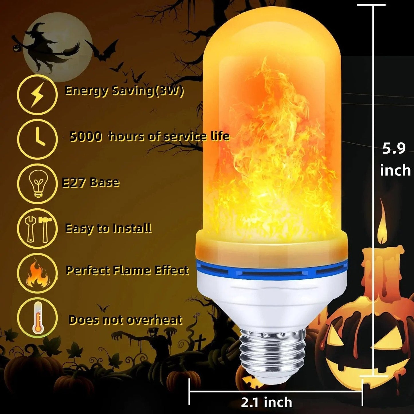 🎃💡2025 HOT Sale 48% OFF🔥LED Flame Light Bulb With Gravity Sensing Effect