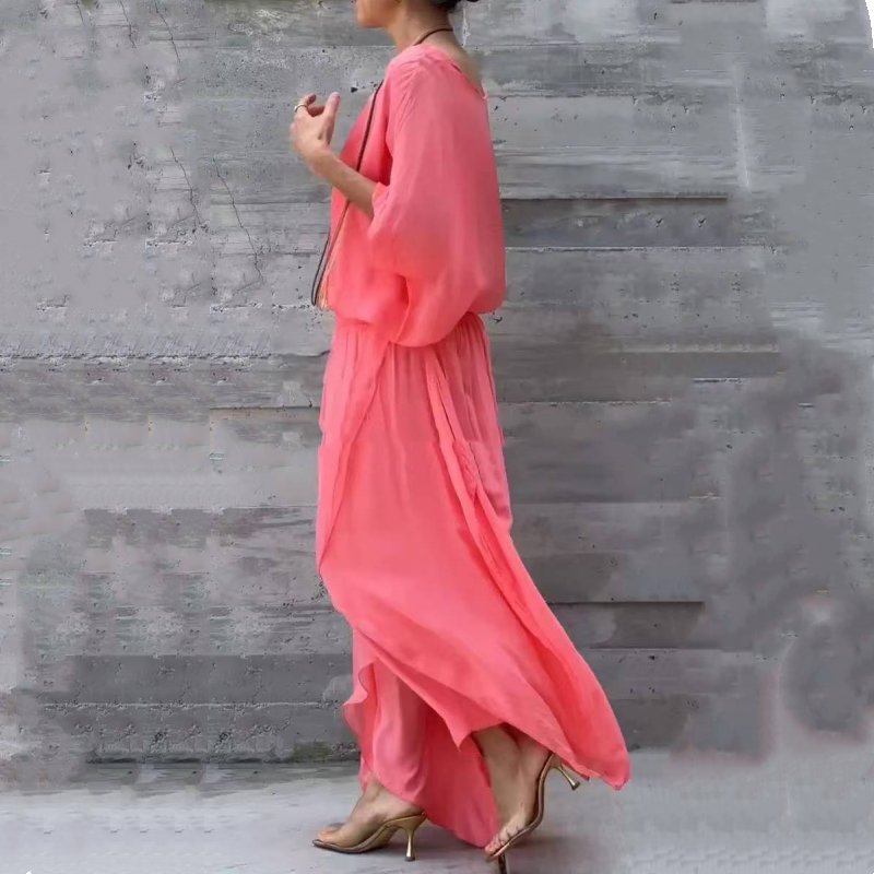 💖HOT SALE 50% OFF 🎁Loose Top & Slit Wide-Leg Pants Chiffon 2-Piece Set