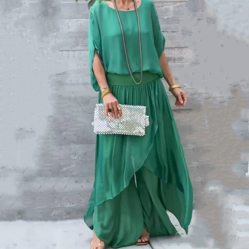💖HOT SALE 50% OFF 🎁Loose Top & Slit Wide-Leg Pants Chiffon 2-Piece Set