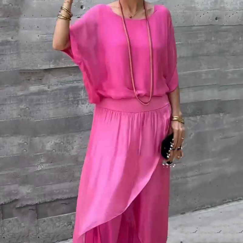 💖HOT SALE 50% OFF 🎁Loose Top & Slit Wide-Leg Pants Chiffon 2-Piece Set