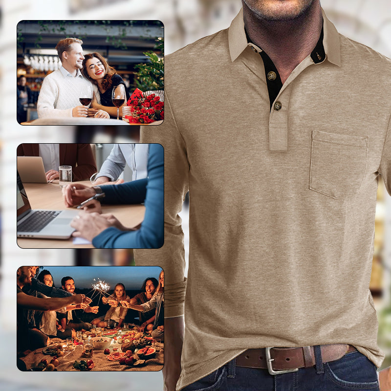 Men's Long Sleeve Lapel Shirt for Autumn & Winter