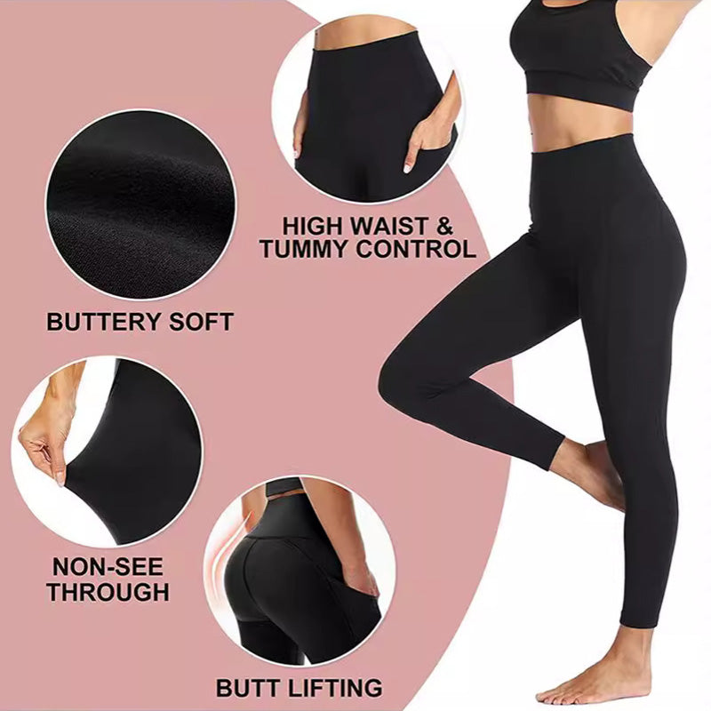 🌸2025 HOT SALE 50% OFF🌸High-Waisted Butt Lifting Tummy Control Shaping Training Leggings with Side Pocket