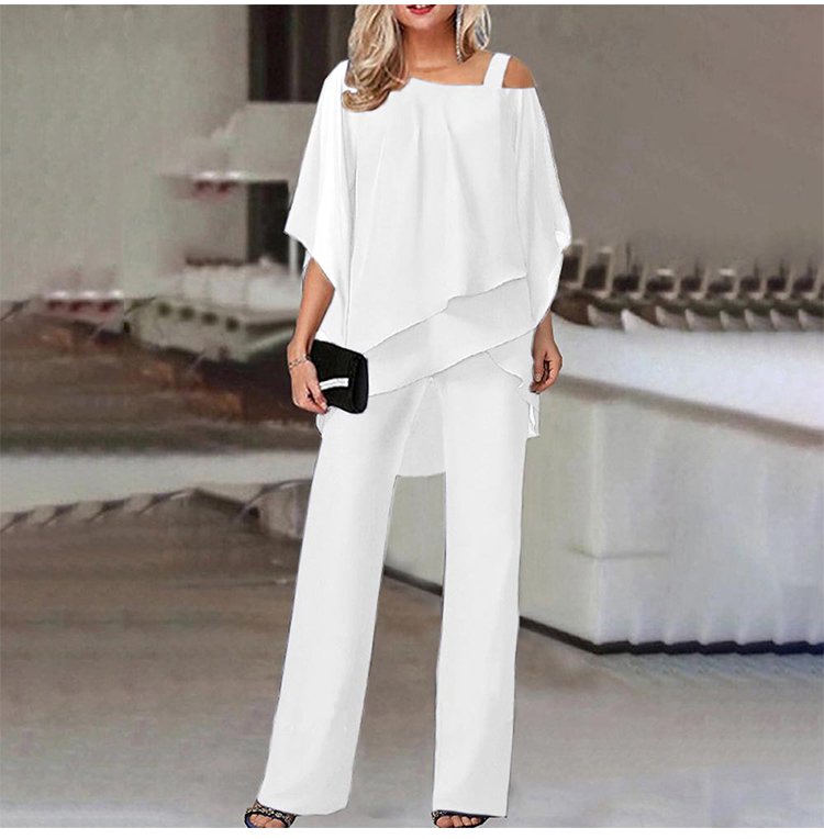 💋HOT SALE 49% OFF💋Loose and irregular Shoulder Ruffled Tiered Top and Pants Two Piece Set