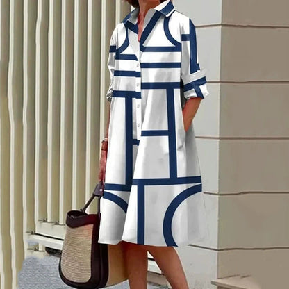🔥 Hot Sale 50%✨Women's Elegant Floral Print Shirt Dress