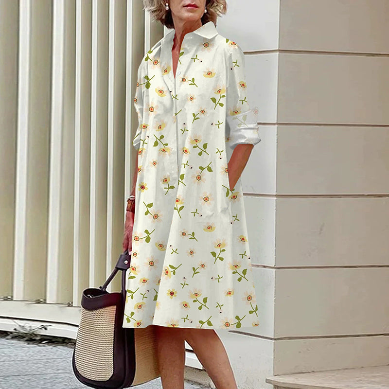 🔥 Hot Sale 50%✨Women's Elegant Floral Print Shirt Dress