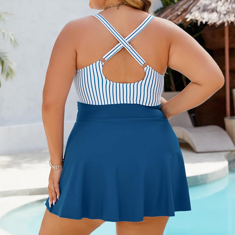 Women's Plus Size Halter Neck One Piece Swimsuit