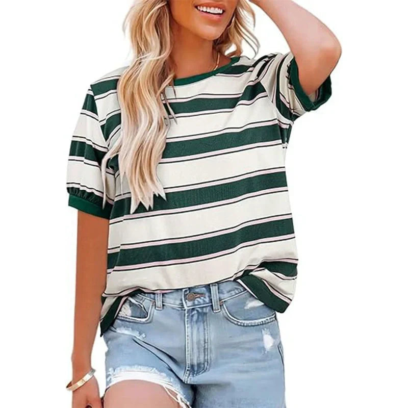 💕HOT SALE 49% OFF👕Women's Casual Striped Color Block T-Shirt👕