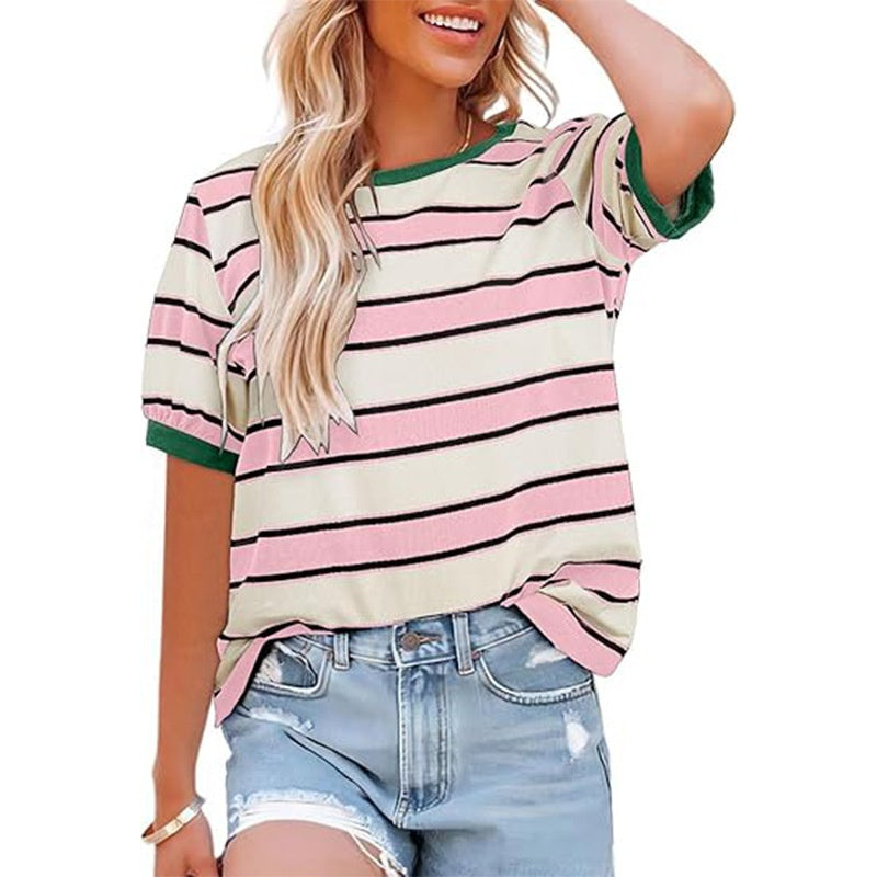 💕HOT SALE 49% OFF👕Women's Casual Striped Color Block T-Shirt👕