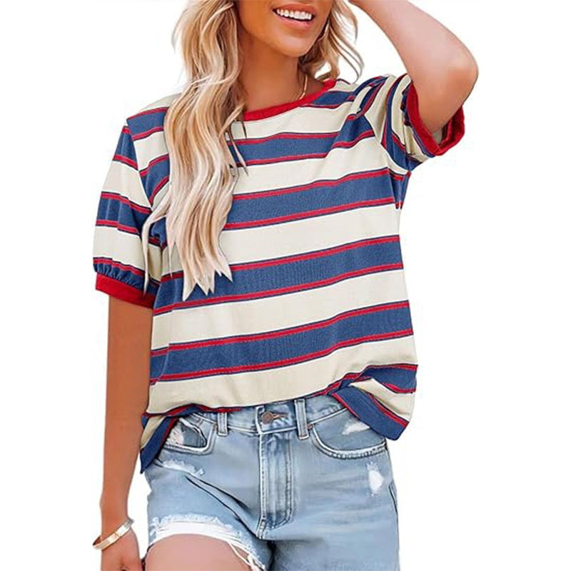 💕HOT SALE 49% OFF👕Women's Casual Striped Color Block T-Shirt👕