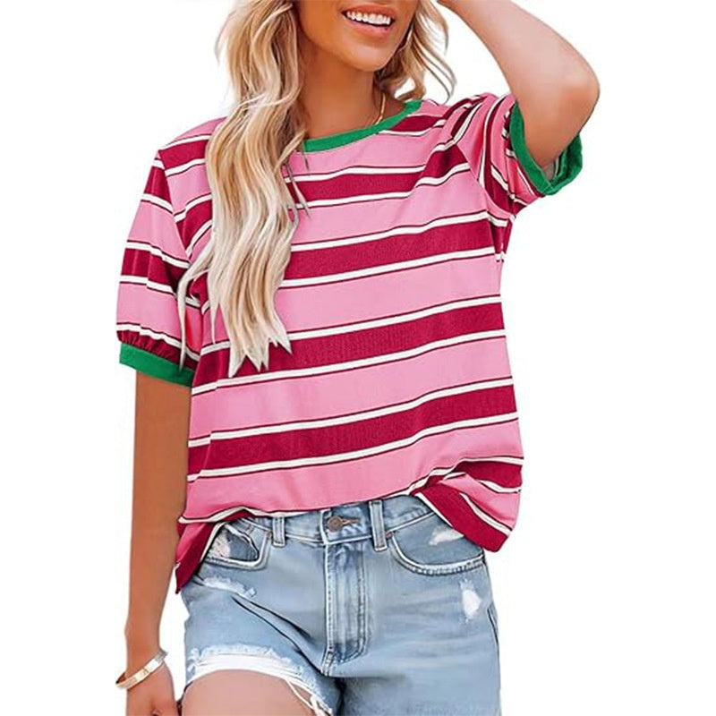 💕HOT SALE 49% OFF👕Women's Casual Striped Color Block T-Shirt👕