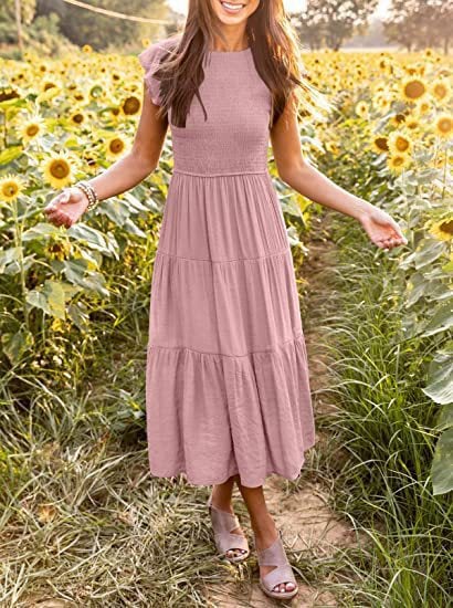 Women's Summer Casual Flutter Short Midi Dress