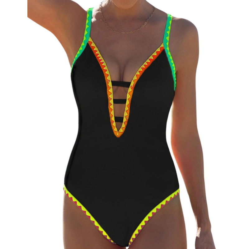 👙2025 Summer Hot Sale 49% OFF💕 Women's Glamour Colorful Spaghetti Strap One-Piece Swimsuit