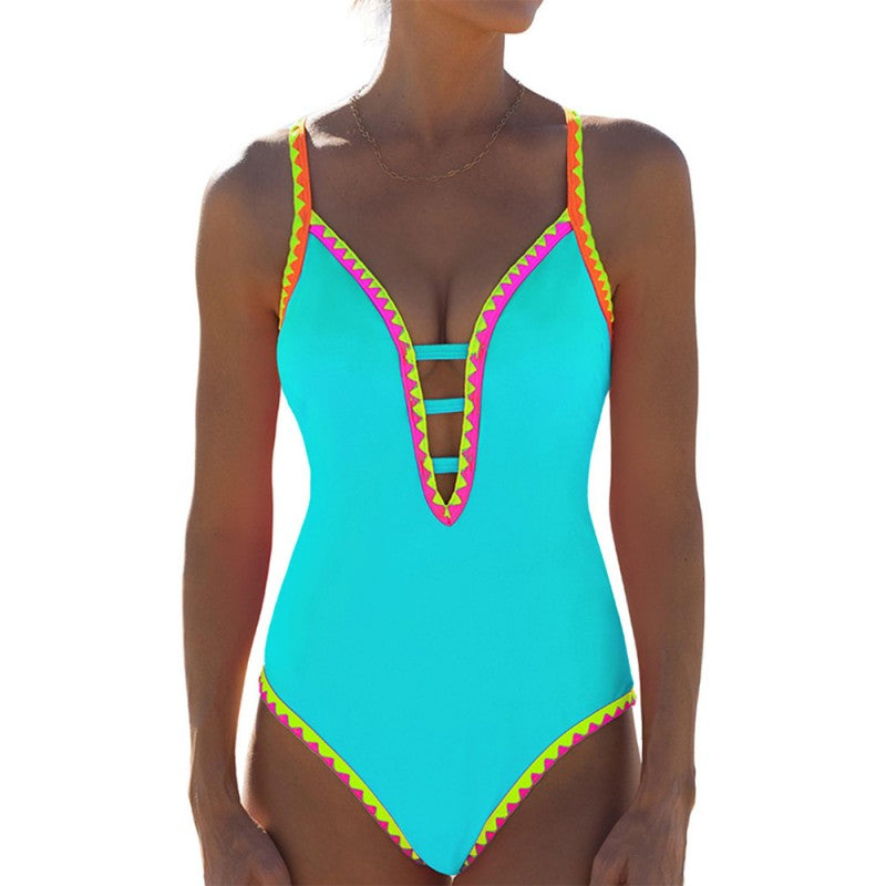 👙2025 Summer Hot Sale 49% OFF💕 Women's Glamour Colorful Spaghetti Strap One-Piece Swimsuit
