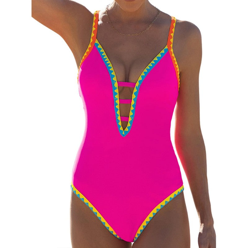 👙2025 Summer Hot Sale 49% OFF💕 Women's Glamour Colorful Spaghetti Strap One-Piece Swimsuit