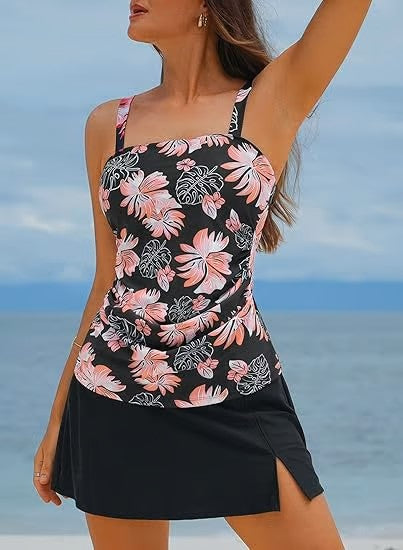 💥💥Last Day Special Sale 49% OFF🩱Women Vintage Tummy Control Two Piece Tankini Swimsuits