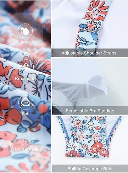 💥💥Last Day Special Sale 49% OFF🩱Women Vintage Tummy Control Two Piece Tankini Swimsuits