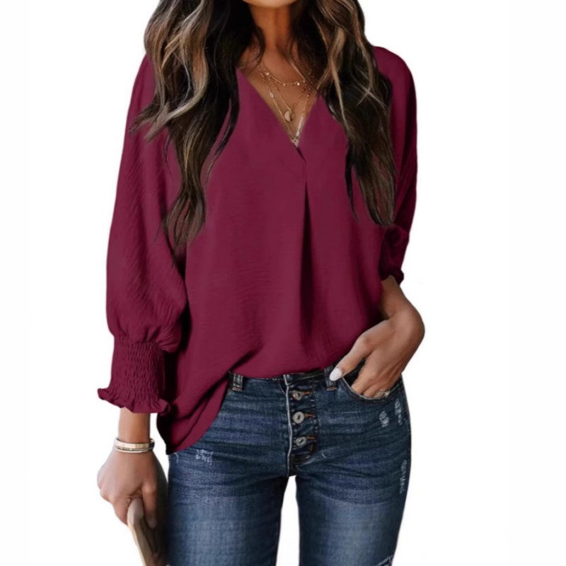 🔥2025 New Type - 50% OFF🌺V-Neck Casual 3/4 Sleeve Loose Shirt