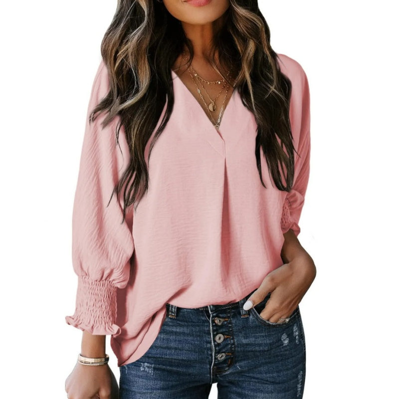 🔥2025 New Type - 50% OFF🌺V-Neck Casual 3/4 Sleeve Loose Shirt